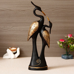 eCraftIndia Black Loving Swan Couple Handcrafted Polyresin Decorative Showpiece
