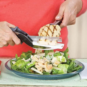 2 in 1 Kitchen Knife with Spring Action - Cleaver Cutter Comes with Locking Hinge